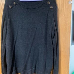 Pink Clover Charcoal Sweater with Button Accents